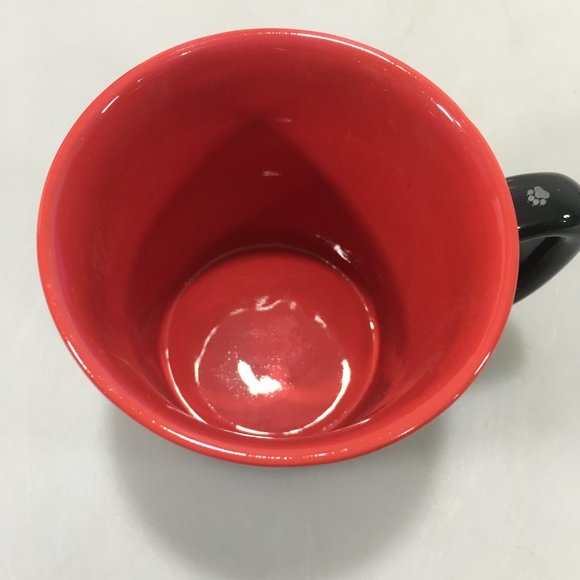 Keith Kimberlin Puppy & Kitten on Black & Red Mug Cup NEW 12 oz Love Friendship - Picture 4 of 5